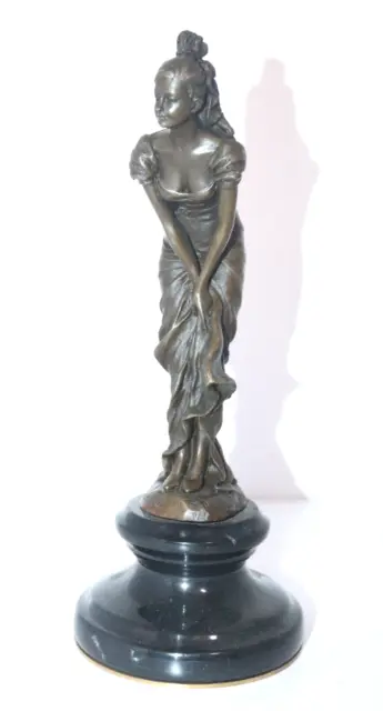 Bronze Skulptur / Figur ,"junge Schöne",sign. L.Ledieu , Höhe 25cm , 1,1Kg /"852