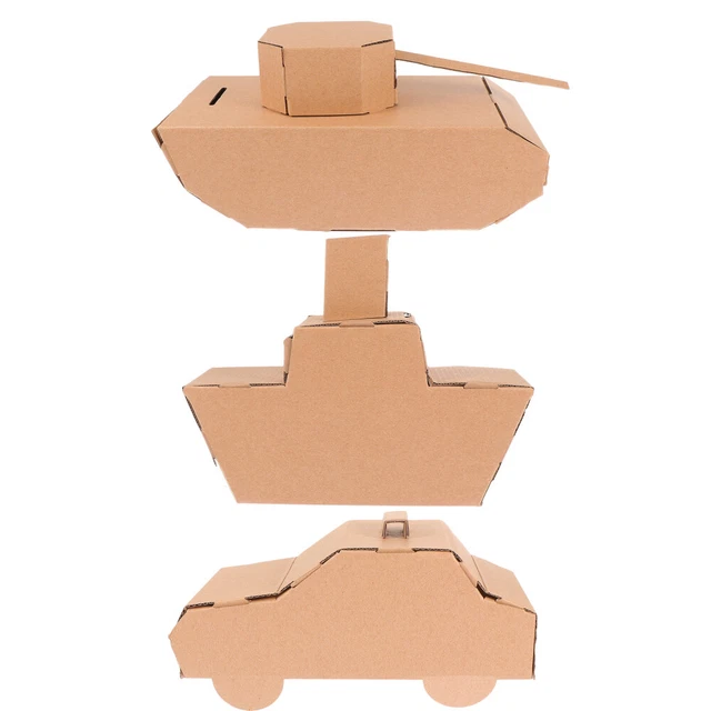3 Pcs Cardboard Train Blank Child Plane Toy Plane Gifts DIY Toys Cardboard Tank