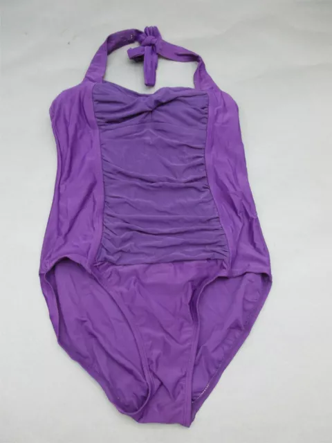 Merona Size M Womens Purple Wireless Padded One-Piece Swimsuit 3H