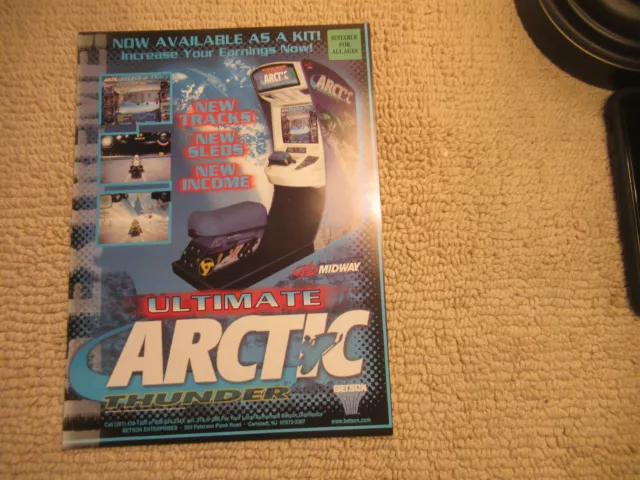 Original ad 1- 8.5''  ARTIC THUNDER ULTIMATE midway  ARCADE VIDEO GAME FLYER