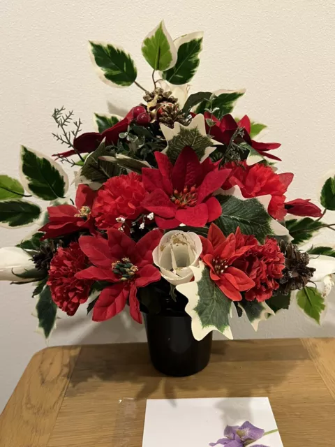 Quality Artificial Christmas  Arrangement Grave vase / Memorial / LARGE 42cm Tal