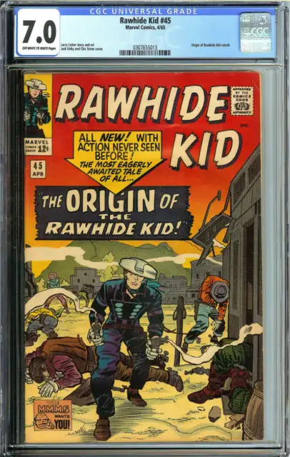 Rawhide Kid #45 Cgc 7.0 Ow/Wh Pages // Marvel Comics 1965