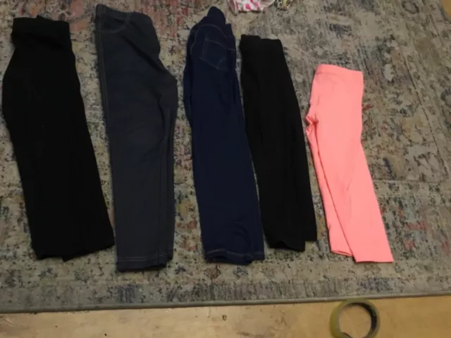 Bundle  of  6 pairs leggings  girls  6-7 years black blue orange