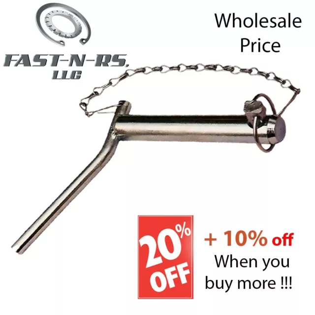 Bent Hitch Pin with Handle ,Chain and Lynch Pin 1-1/4" x 6-7/8" (Pack of 5 pcs)