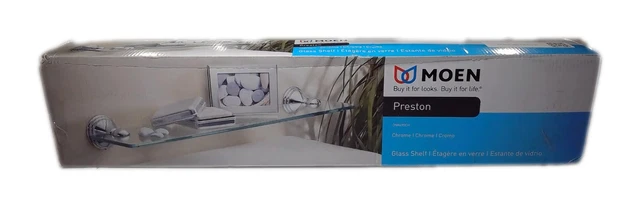 MOEN Preston 19 in. W Glass Bath Shelf in Chrome DN8490CH