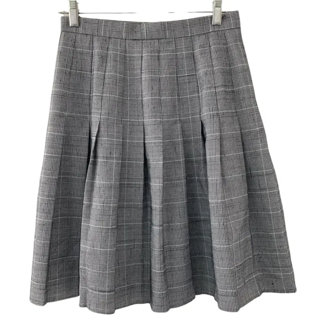 Vintage Bill Blass Skirt Pleated Plaid Black White Womens Size 28 Medium