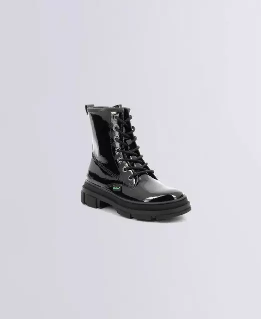 Kickers Stivaletti Ragazza Vernice Kick Goji Con Lacci e Cerniera - 83 (Nero Ver