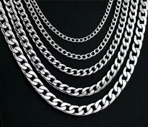 Real Solid 925 Sterling Silver Miami Cuban Mens Boys Chain Bracelet or Necklace