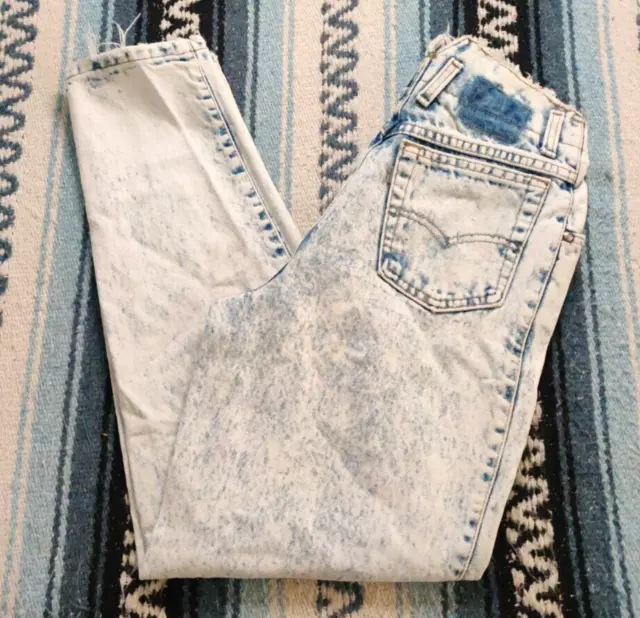 Vtg 80s Levis Acid Wash Women's Denim High Waisted Mom Jeans USA Made Sz 5 24x29