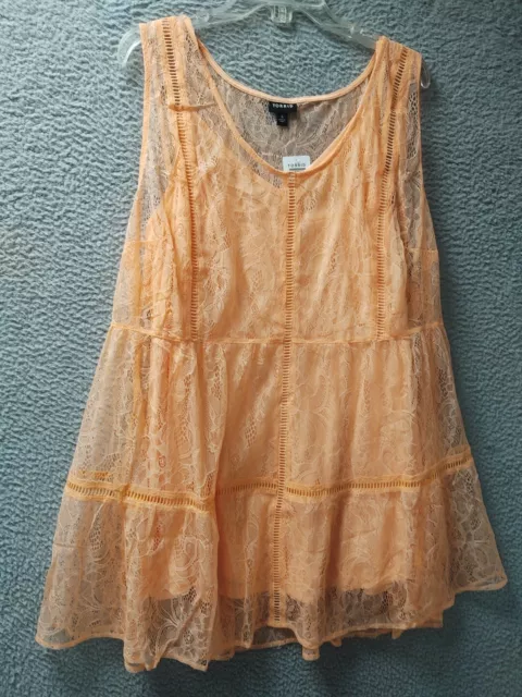 Torrid Lace Overlay And Tank Shirt Womens 5XL Orange Pullover Blouse Top NWT