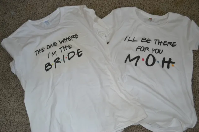 Friends style Large Bride or Small Maid of Honor tee shirt