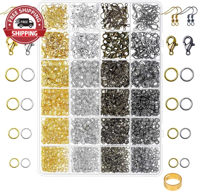 3200Pcs Jewelry Necklace Repair Kit with Jump Rings, Clasps and Earring Hooks fo