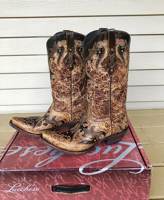 NEW In Box Lucchese women’s cowboy boots Brown Autumn Dry Leaf size 10.5 B