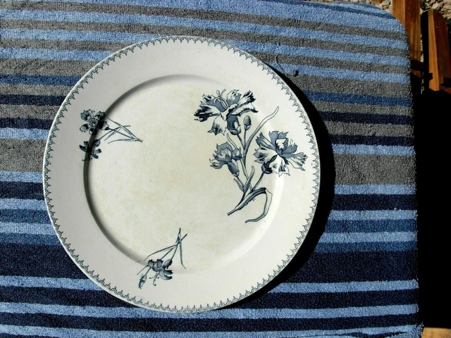 Flirt Assiette Plate Bleu Jaune Blanc Motifs Fleurs
