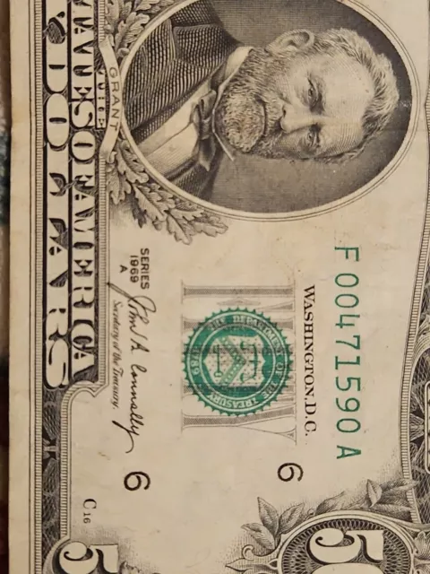 1969 (A) $50 Fifty Dollar Federal Reserve SERIES A Note  Dollar Bill 3