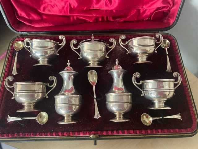 Antico Set Condimenti Cruet Argento Sterling - 1908 Jackson & Fullerton