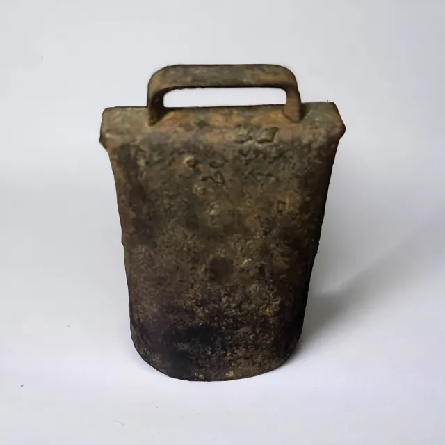 Primitive Antique Early American Large Cow Bell Hand Forged Wrought Iron