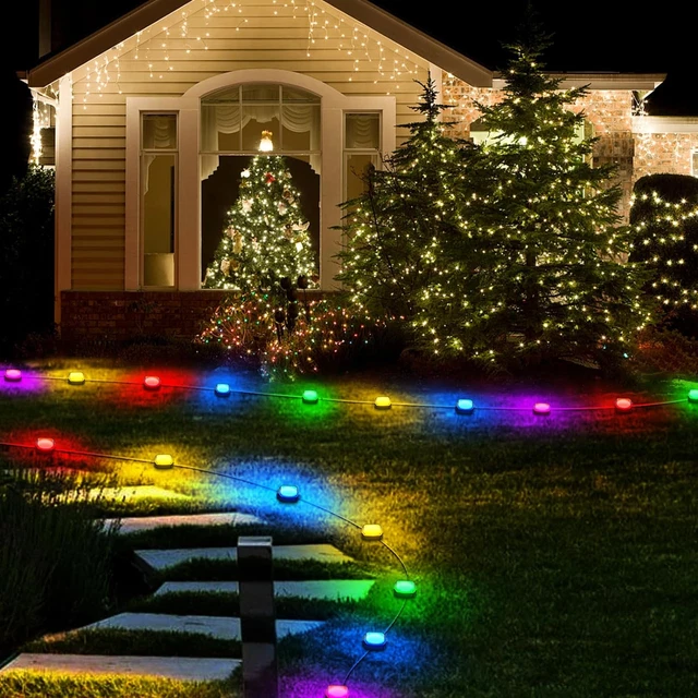 Electric Outdoor Lights for Garden, 20 Pack RGB Flood Lights Outdoor with APP Co