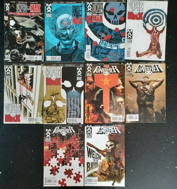 Marvel Comics Lot Of 10 The Punisher Max Comics 2007-2011 Very Good Cond
