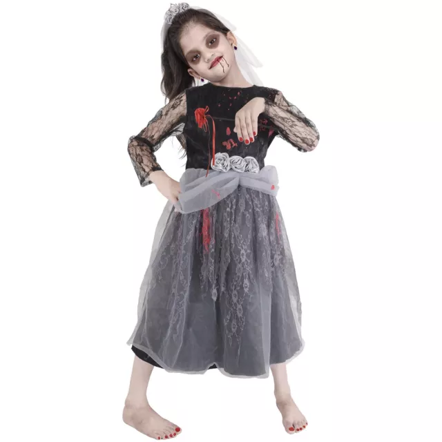 Abito fantasioso Halloween Bambine Sposa Zombie Bambine Costume Sposo Corpo Sanguinato