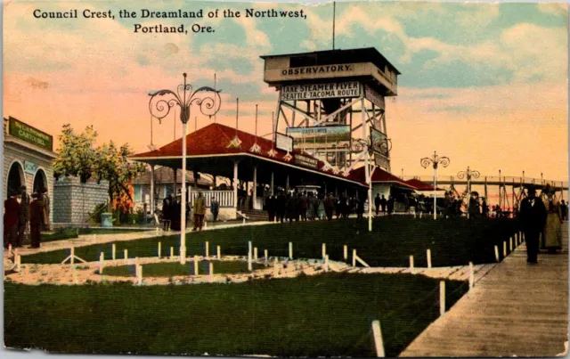 Portland Oregon OR Council Crest Amusement Park Observatory c1910s Postcard A69