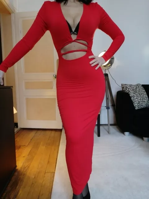 Robe longue soirée rouge NEUVE Shein 36/38/40