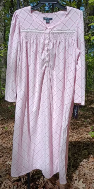 Earth Angels Ballet Nightgown Large Long Sleeve Fleece Pink Plaid NEW NWT