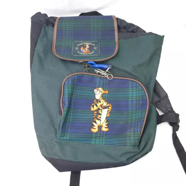 VINTAGE TIGGER DUFFLE Backpack Embroidered Green Canvas Tote Winnie The