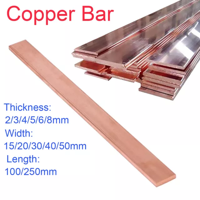 Pure Copper Strip Flat Bar Plate Anode Metal Sheet Conductive Craft 100mm 250mm