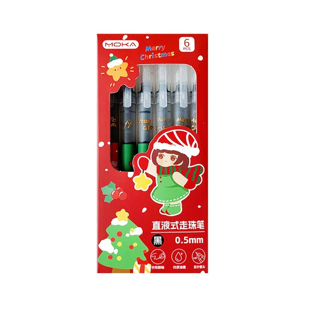 6PCS Cute Christmas Series 0.5mm Pen Cartoon Creative Gel Pen Student Station Pe