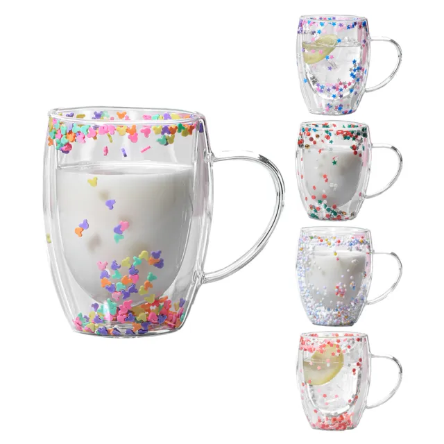 Double Walled Glass Cups Dried Insulated Coffee Mug with Handle lovely