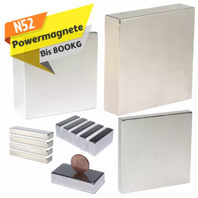 MaajeeKuto Magnet NEODYM QUADER MAGNET 80x80x20 mm MONSTER BLOCKMAGNET 159 KG STARK (1-St
