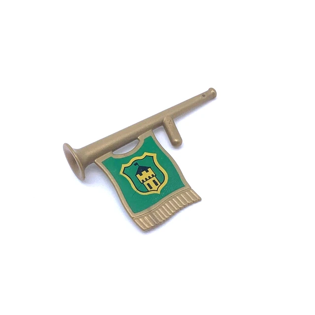 Accessoire Playmobil Moyen-Âge - Trompette Médiévale Dorée Cassée - Pièce Détachée Occasion - Référence 3652