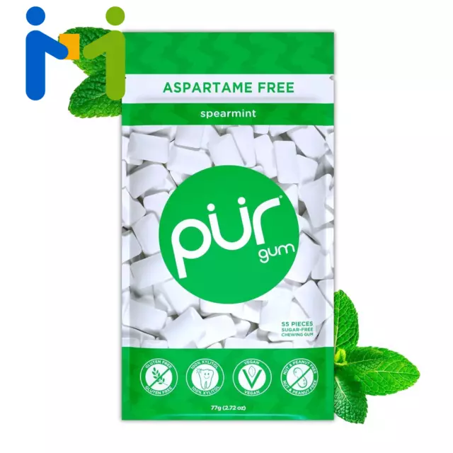 PUR Gum | Aspartame Free Chewing | 100% 55 Count (Pack of 1), Spearmint