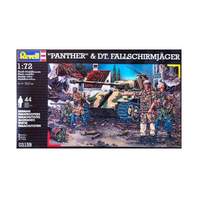 Revell/Monogram WWII Mini 1:72 "Panther" & German Paratroopers VG+