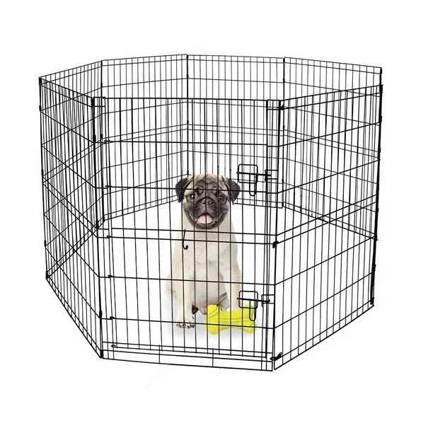 30" 8 Panel Dog Playpen Crate Fence Pet Play Pen Exercise Cage Indoor/Outdoor