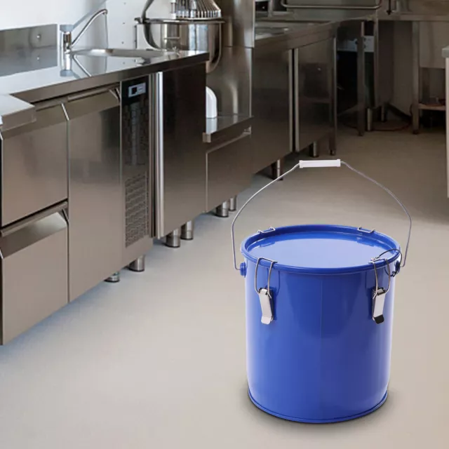 6Gal Fryer Grease Buckets 11.81in Blue Oil Bucket W/Locking Clips w/ Filter Bag