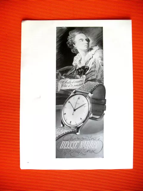 Publicite De Presse Ulysse Nardin Montre Chronometre Illustration Dubois Ad 1947