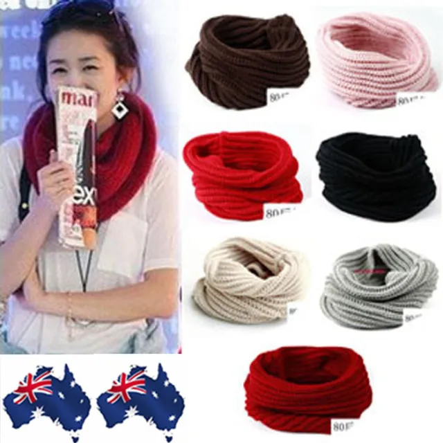 Fashion Women Warm Knit Neck Circle Wool Snood Scarf Wrap