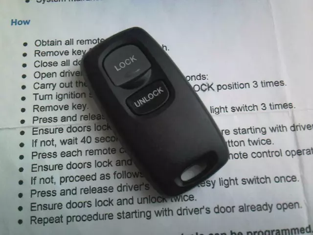 Genuine Ford Ranger,Mazda 2 3 6 323 626 Mpv Etc 41803- 2Btn Remote Alarm Key Fob