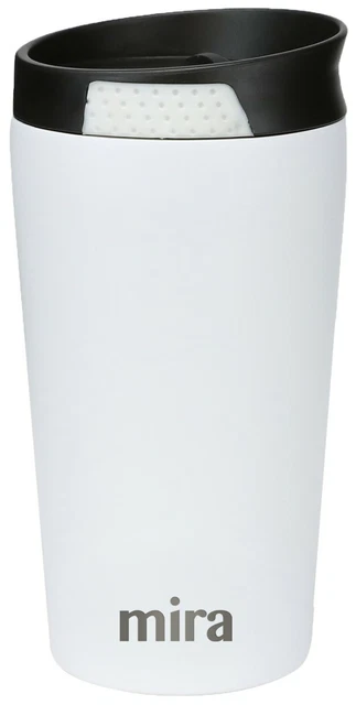 MIRA 12 oz Stainless Steel Insulated Coffee Travel Mug for Coffee & Tea, White