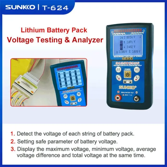 T-624 4S-24S Smart Battery Pack Voltage Tester 5A/8A Active Equalizer Balancer