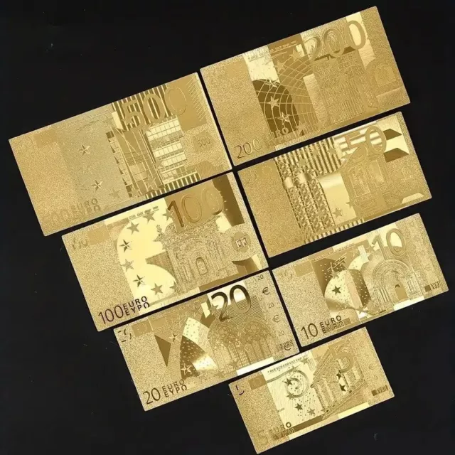 Gold Banknoten Geldschein Gold Set 7 Stück Geld Euro hundert zweihundert fünf