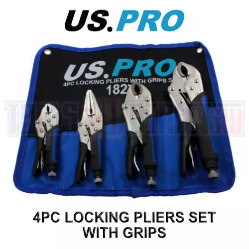 US PRO Locking Pliers 4pc Mole Grips Adjustable Wrench Vice Grips Pliers 1827