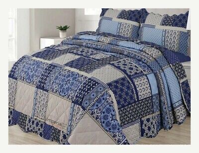 SaRani Set Copriletto Trapuntino Letto Matrimoniale Ghirigori Double Face 2 Federe Beige 