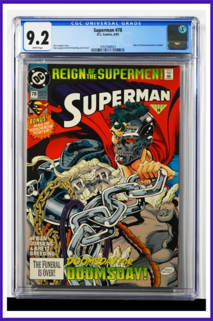 Superman #78 CGC Graded 9.2 DC June 1993 White Pages Comic Book.