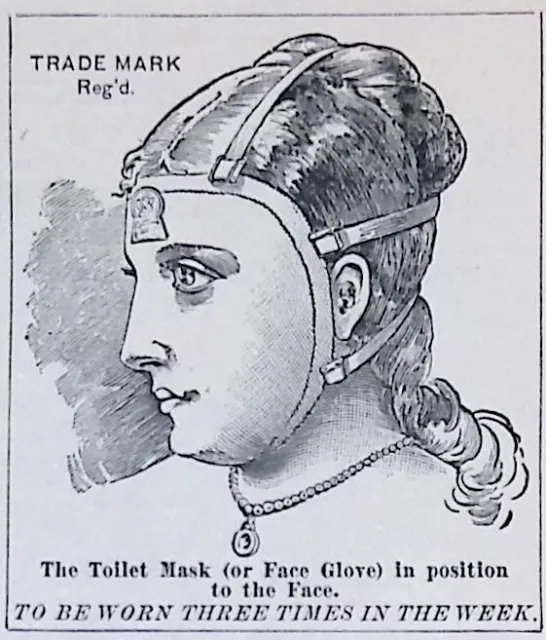 1892 Beauty Face Mask Print Ad Vintage Illustration Tiolet Mask New York NY