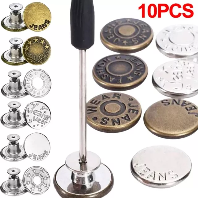 10Pcs/pack With Screwdriver Waist Extenders Button Nail Free Waist Buckle  Jeans