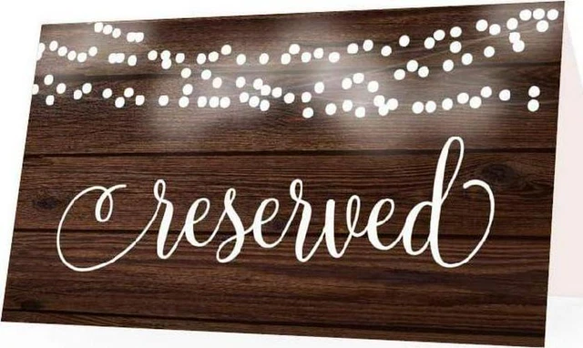 25 Rustic VIP Reserved Sign Tent Place Cards for Table at Restaurant, Wedding
