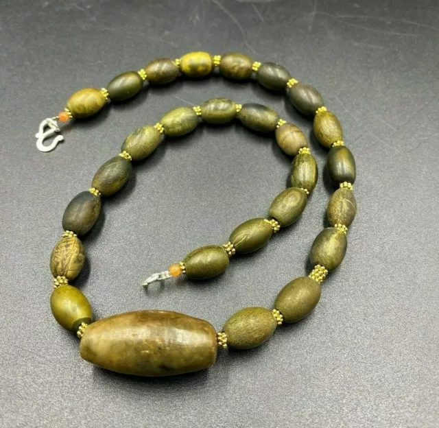 Old Antique Ancient Himalayan Indo Tibetan Aventurine Jade Jasper Beads Rare Top